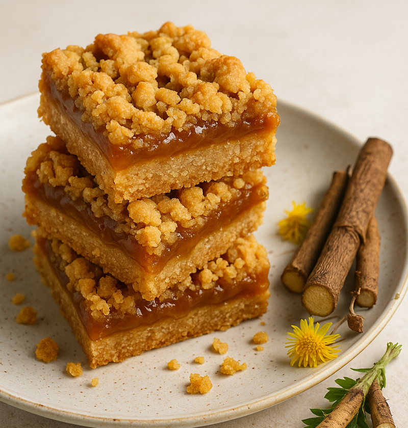 Kliswortel Karamel Crumble Bars recept