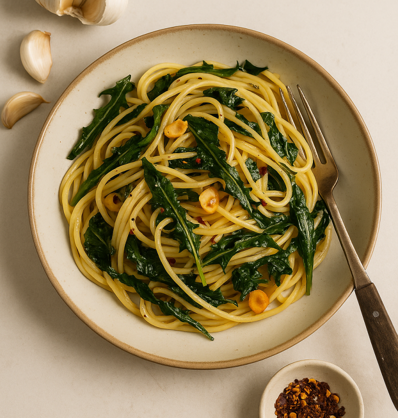 Paardenbloemblad Pasta met Knoflook & Chili recept