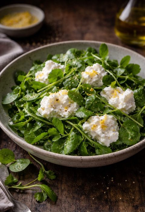 Biggenkruid–ricottasalade met citroen