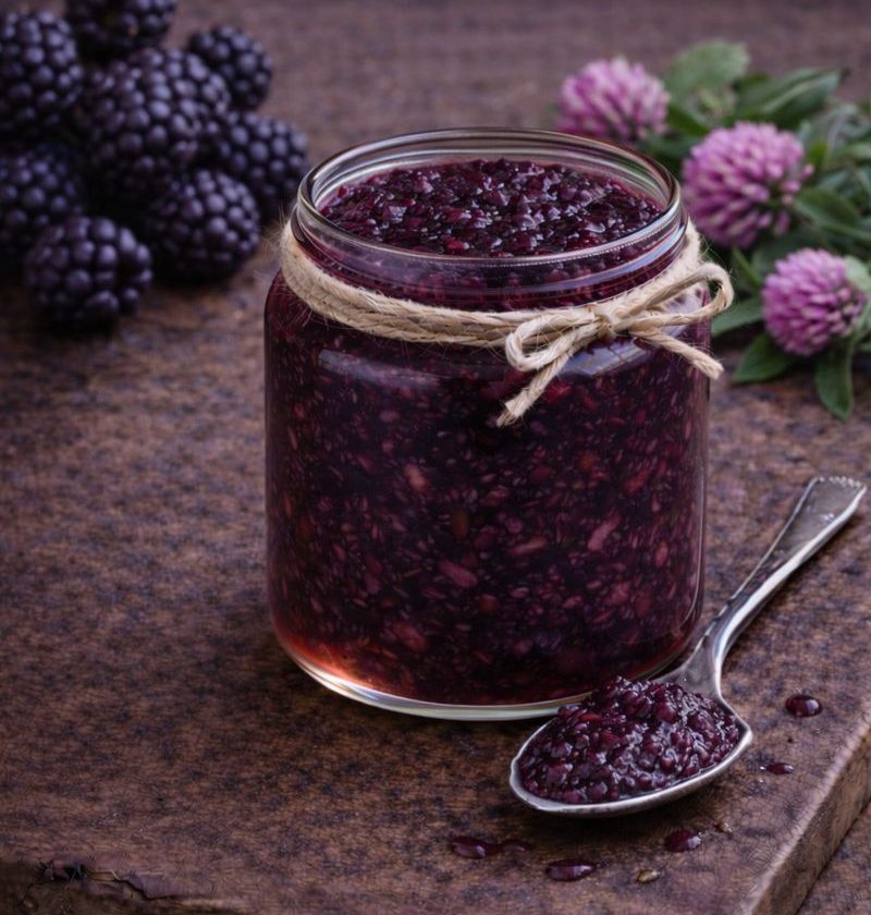 Bramenjam met rode klaverbloesem
