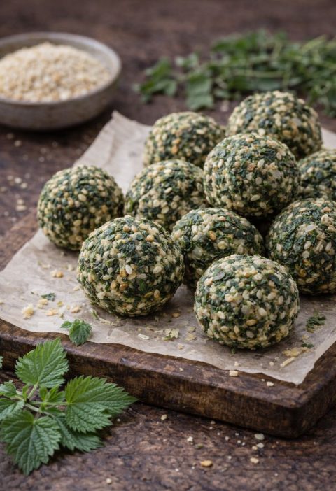 Brandnetel–sesam energy bites