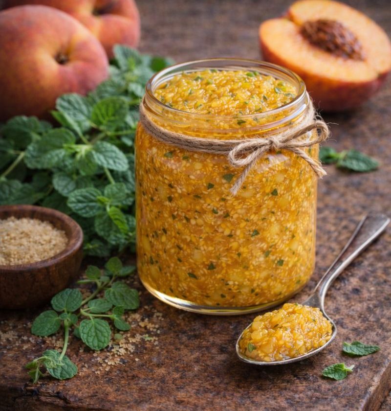 Citroenmelisse–perzikjam