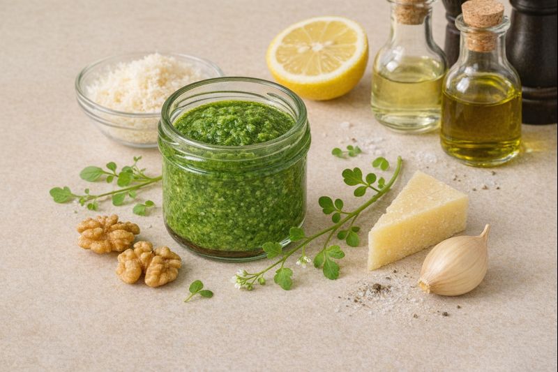 Kleine veldkers pesto