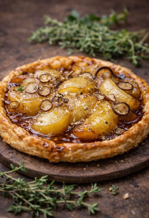 Kliswortel–peer tarte tatin