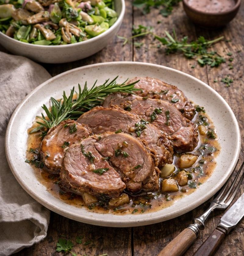 Lamsbout met rozemarijn en zevenblad-jus