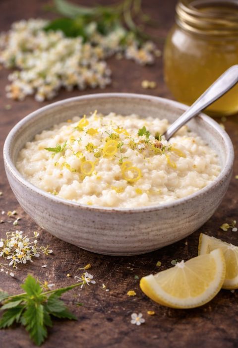 Vlierbloesem–rijstpudding