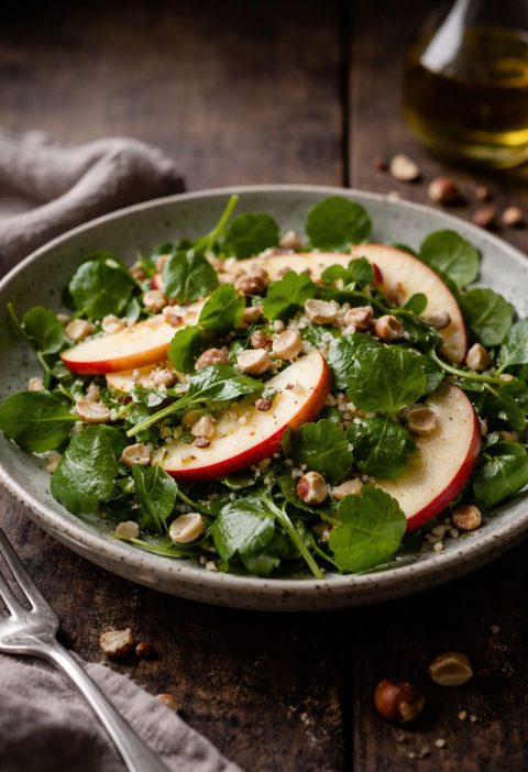 Waterkers–appel–hazelnootsalade