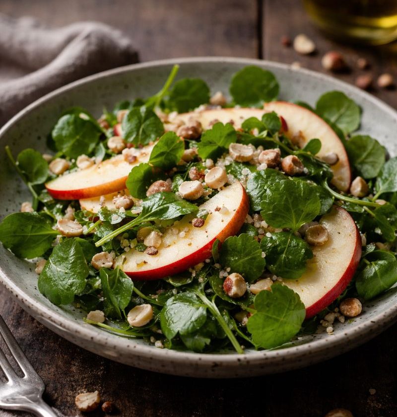 Waterkers–appel–hazelnootsalade