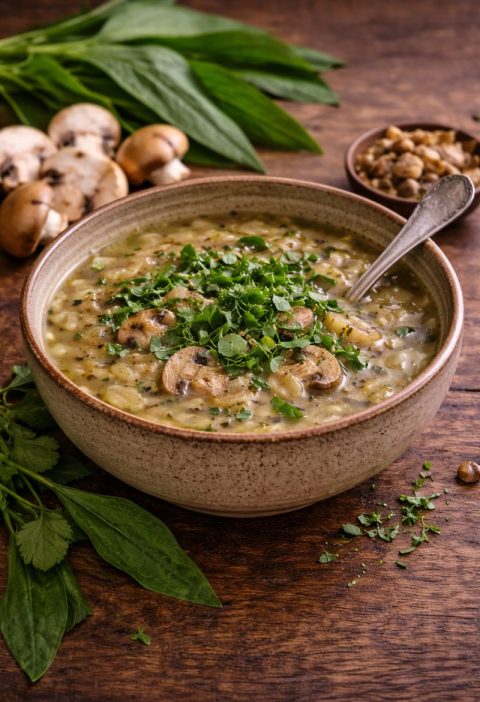 Weegbree–champignonsoep