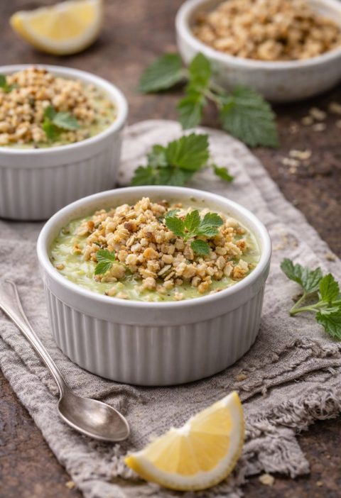 Zuring–citroen custard met havertopping