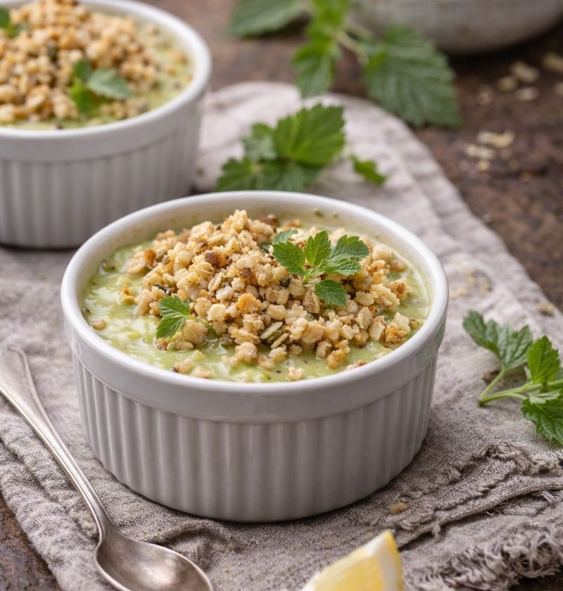 Zuring–citroen custard met havertopping