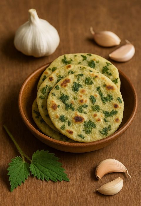 flatbread met brandnetel en knoflook