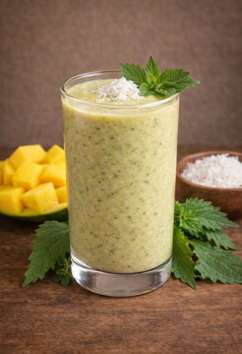 Brandnetel – mango – kokosmelk smoothie
