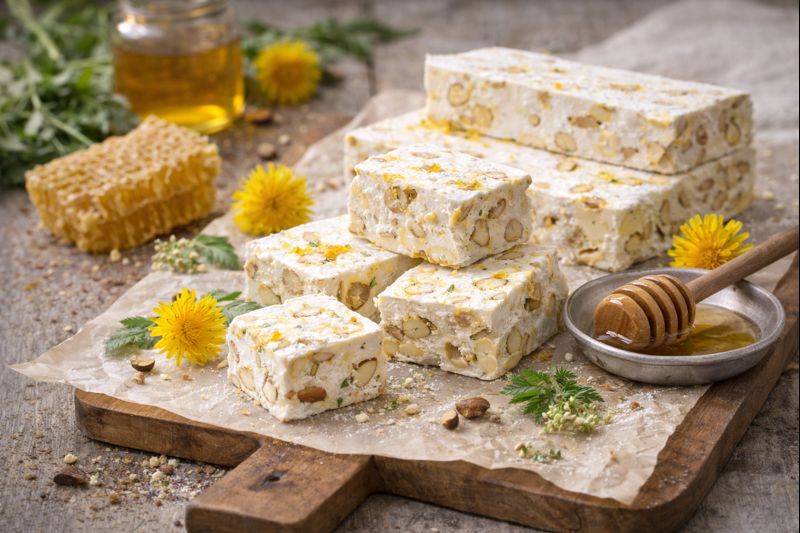 Paardenbloem–honing nougat