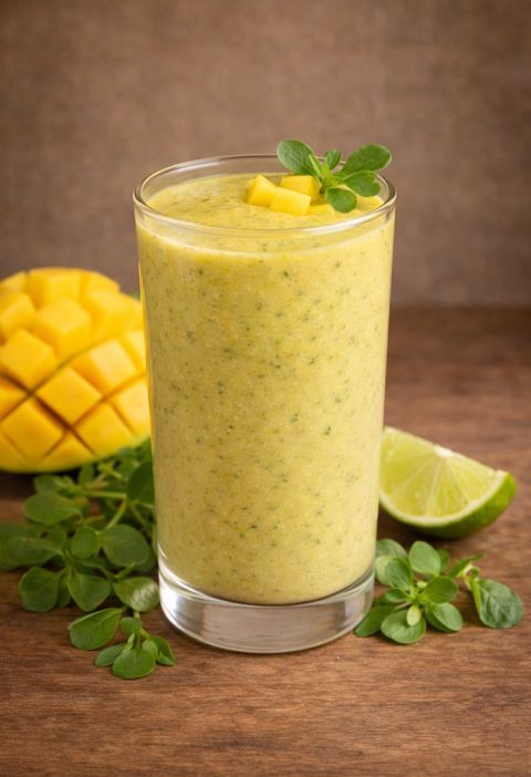 Postelein – mango – limoen smoothie