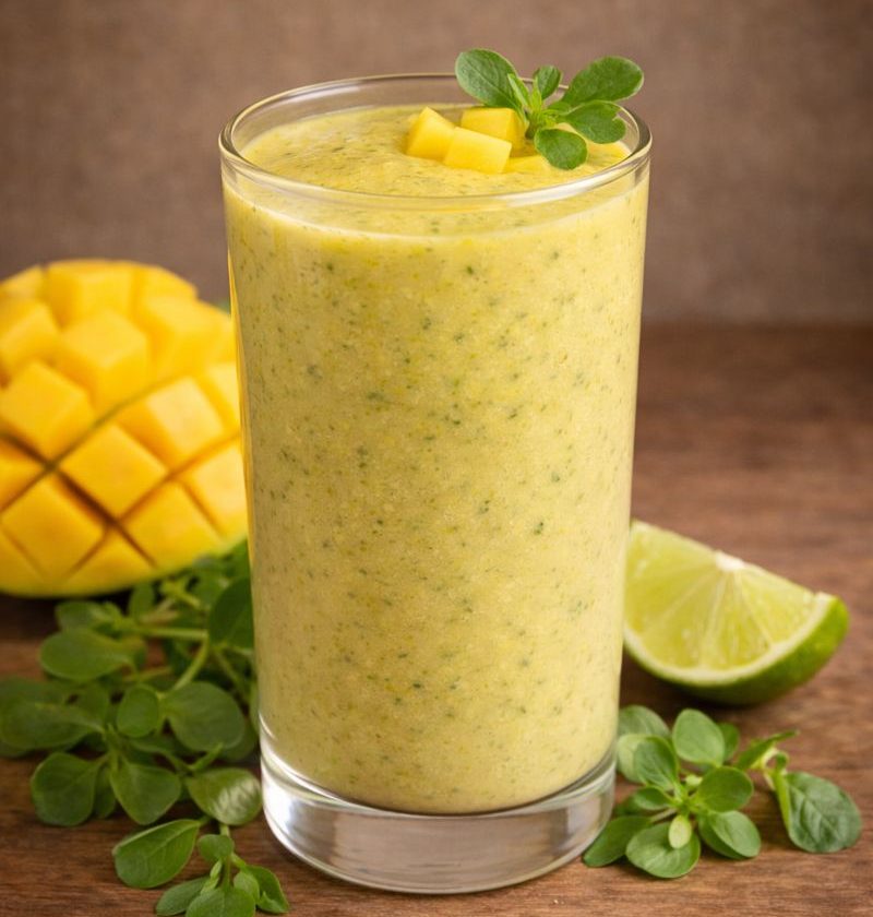 Postelein – mango – limoen smoothie