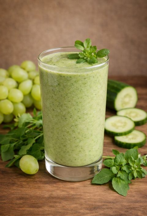 Veldkers – druiven – komkommer smoothie