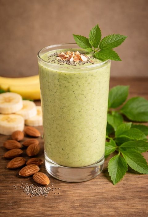 Zevenblad – banaan – amandelmelk smoothie