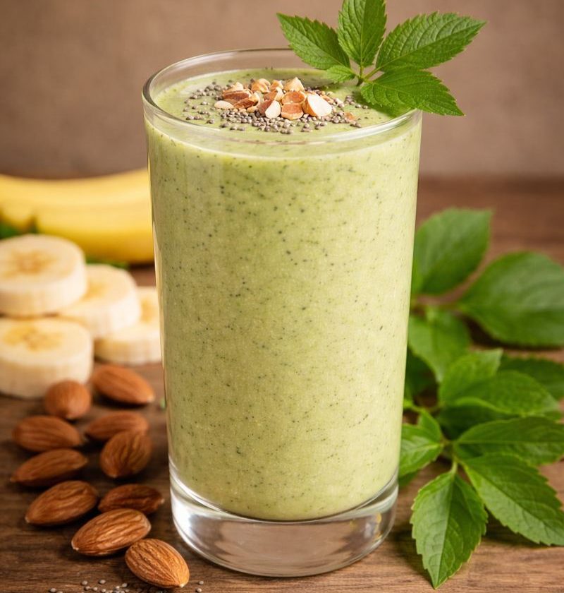 Zevenblad – banaan – amandelmelk smoothie