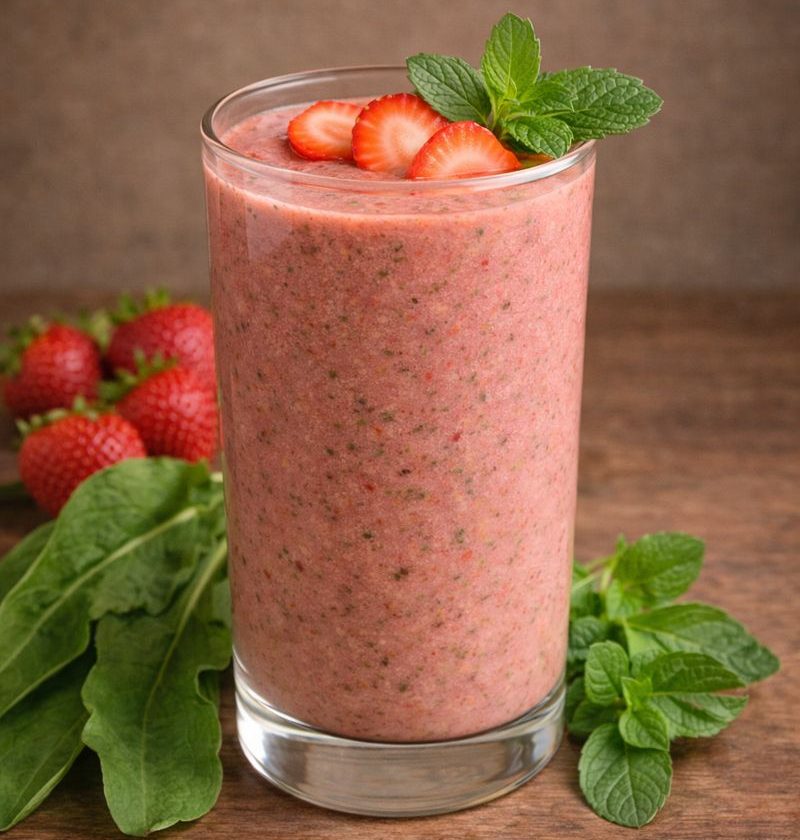 Zuring – aardbei – munt smoothie selecteren Zuring – aardbei – munt smoothie