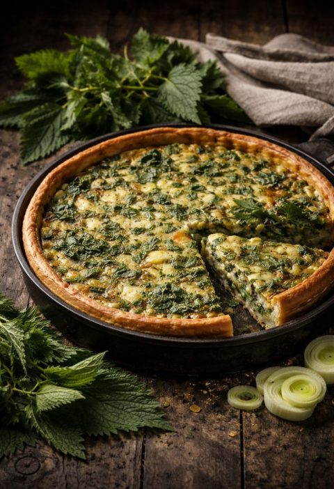 Brandnetel–prei quiche
