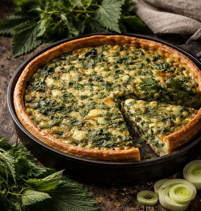 Brandnetel–prei quiche