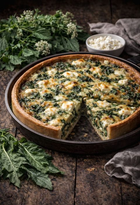 Zevenblad–geitenkaas quiche