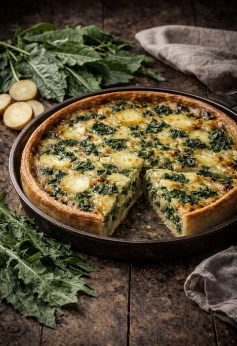 Zuring–aardappel quiche