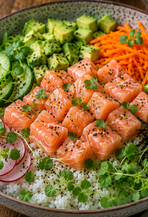 Vogelmuur Zalm Poké Bowl