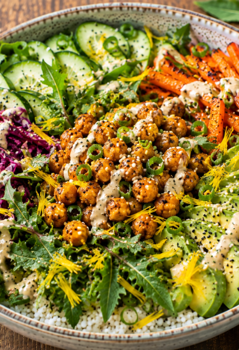 Paardenbloem Krokante Kikkererwten Poké Bowl