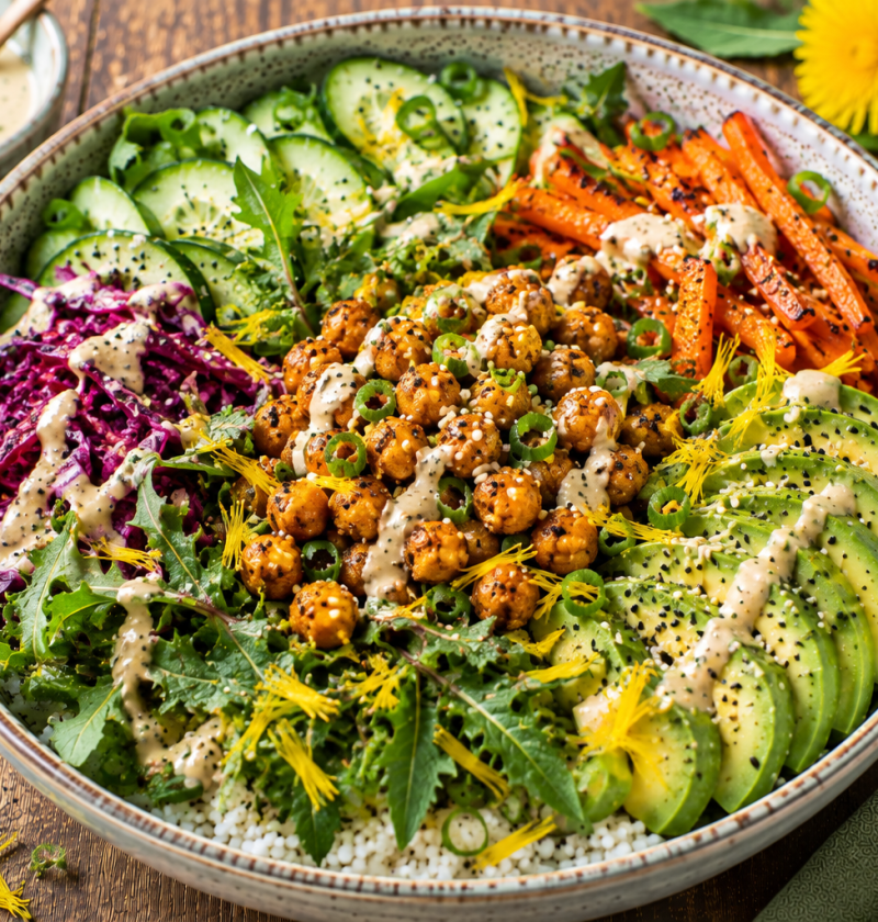 Paardenbloem Krokante Kikkererwten Poké Bowl